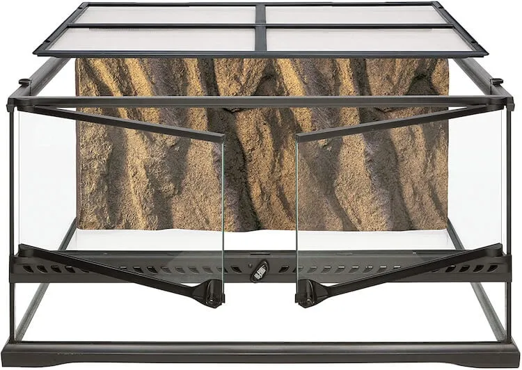 A special reptile tank with frontal hinged doors for easy access.