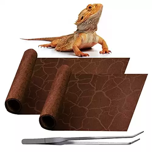 REP BUDDY 2 Pack Reptile Carpet Desert Reptile Mat & Reversible Substrate, Terrarium Liner Bedding, for Lizard,Chameleon,Gecko,Snake,Ceratophrys with Tweezers Feeding Tong (20 Gallon(30x12in))